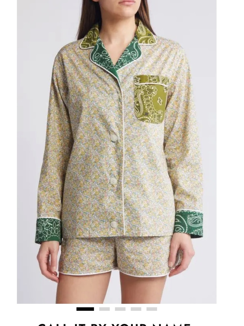 CALL IT BY YOUR NAME with Liberty Fabric green paisley bandanna pajama top